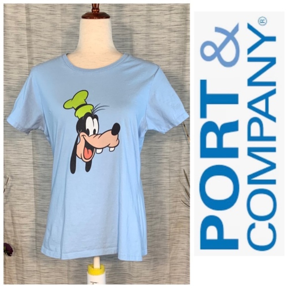 Port & Company Disney light blue “Goofy” short sleeve tee shirt.